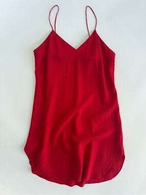 Vintage Silk Studio Red Silk Slip Dress / Nightgown 100% Pure Silk - Size S